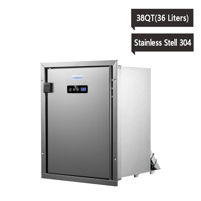 40QT (38L) Built-in Refrigerator Upright 12V Stainless steel with frame