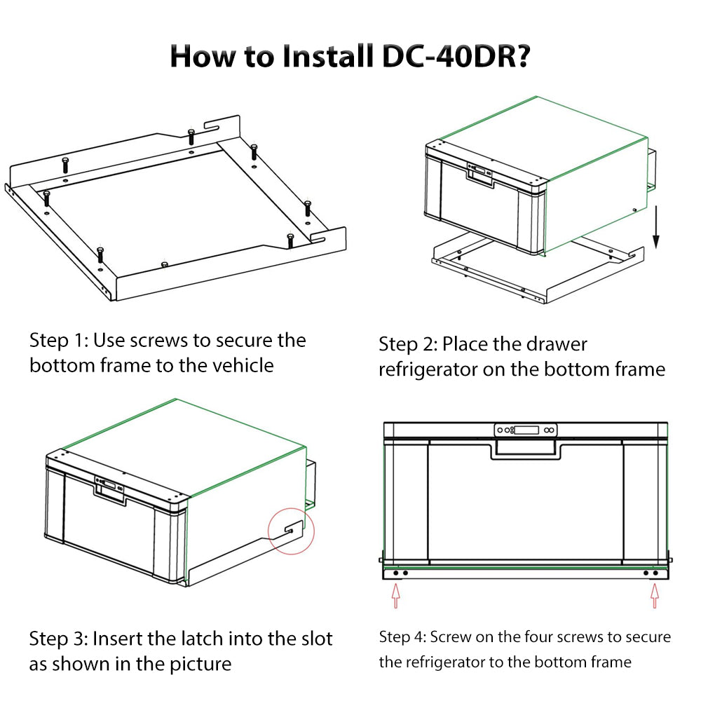 12V Car Refrigerator 42qt (40L) Drawer Freezer 3.2℉ ~ 50℉ |CIGREEN