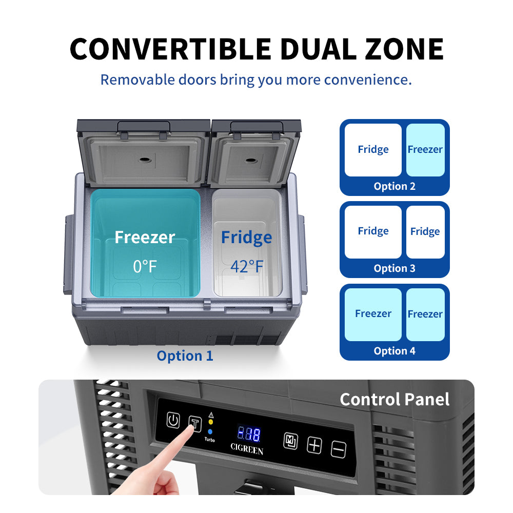 12V Car Refrigerator 38 Quart (36L) Portable Friger Dual Zone Two Doors -4℉-50℉ Car Fridge Portable Freezer