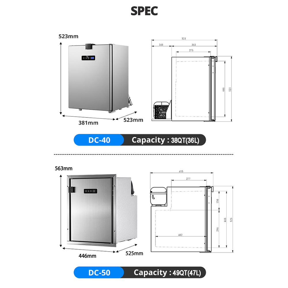 49QT (47L) Upright Built-in Refrigerator 12V