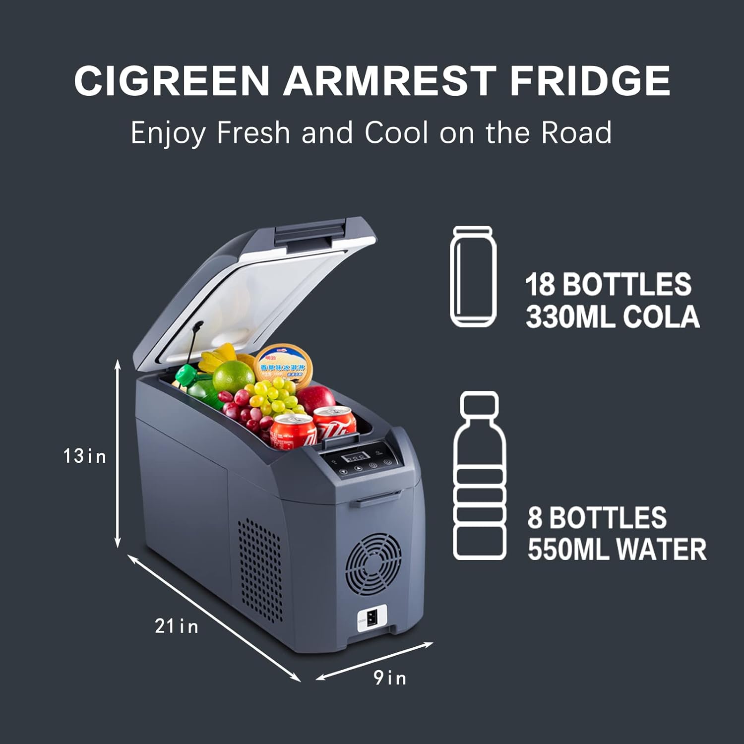 15QT, 15L Portable Refrigerator 12V Car Cooler Compressor Cooling -0.4℉~50℉ Home and Car Use